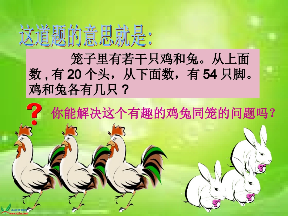 小学北师版数学五年级上册鸡兔同笼课件(改动后)_第3页