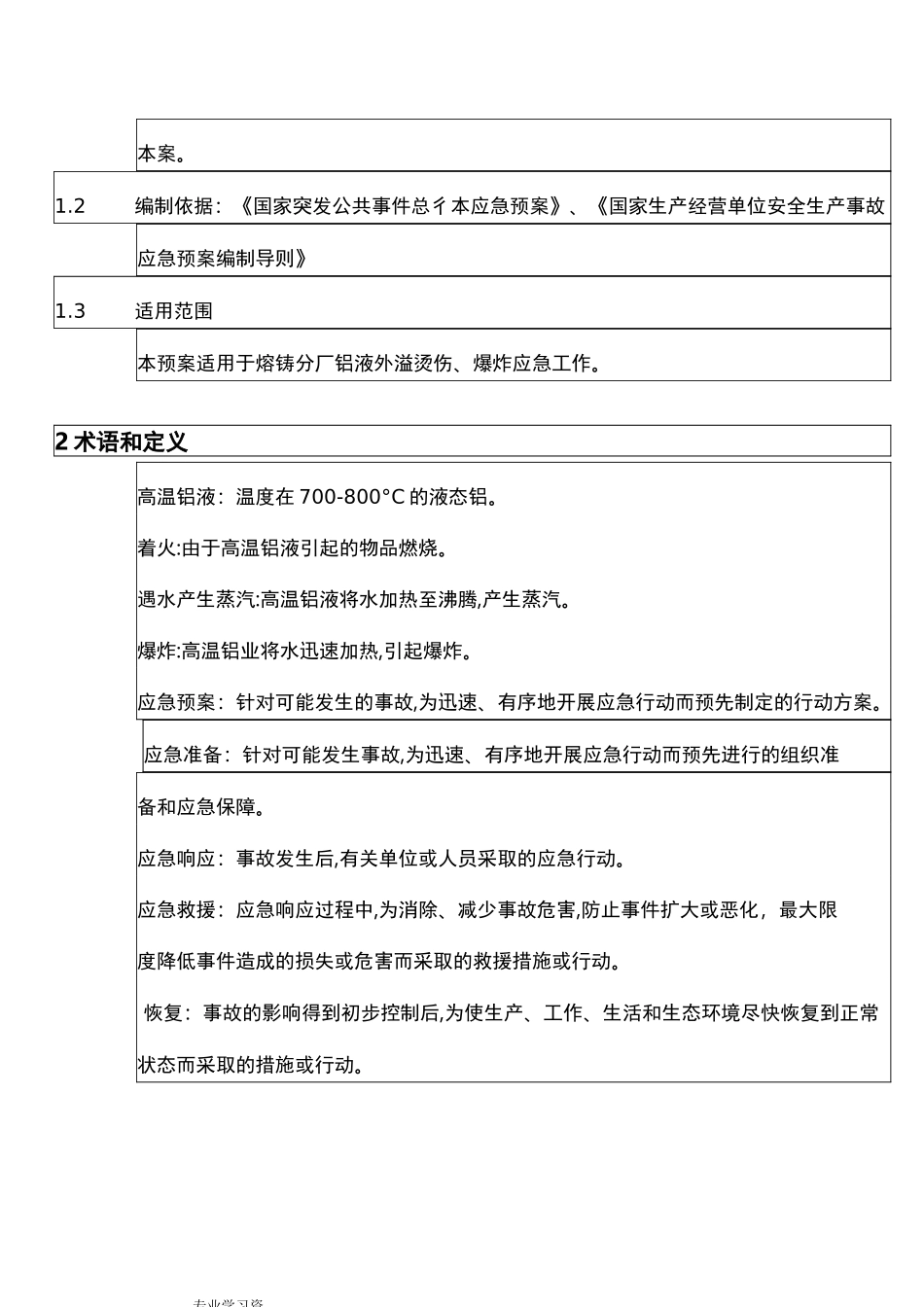 铝液外泄事故应急处置预案_第3页