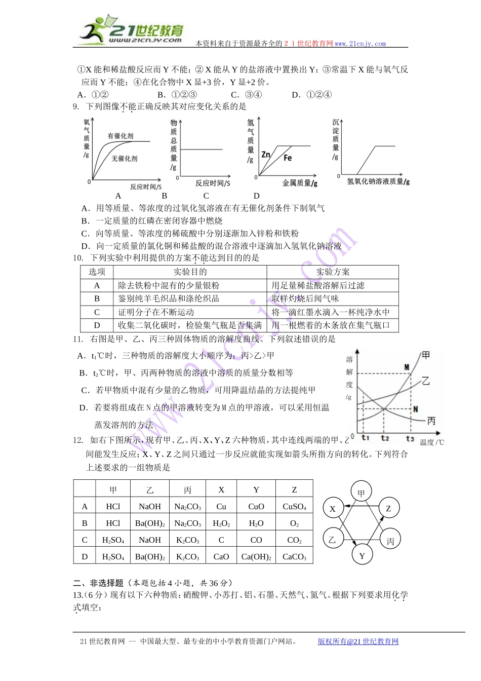 江苏省连云港市2014年中考化学试题（word版）_第2页
