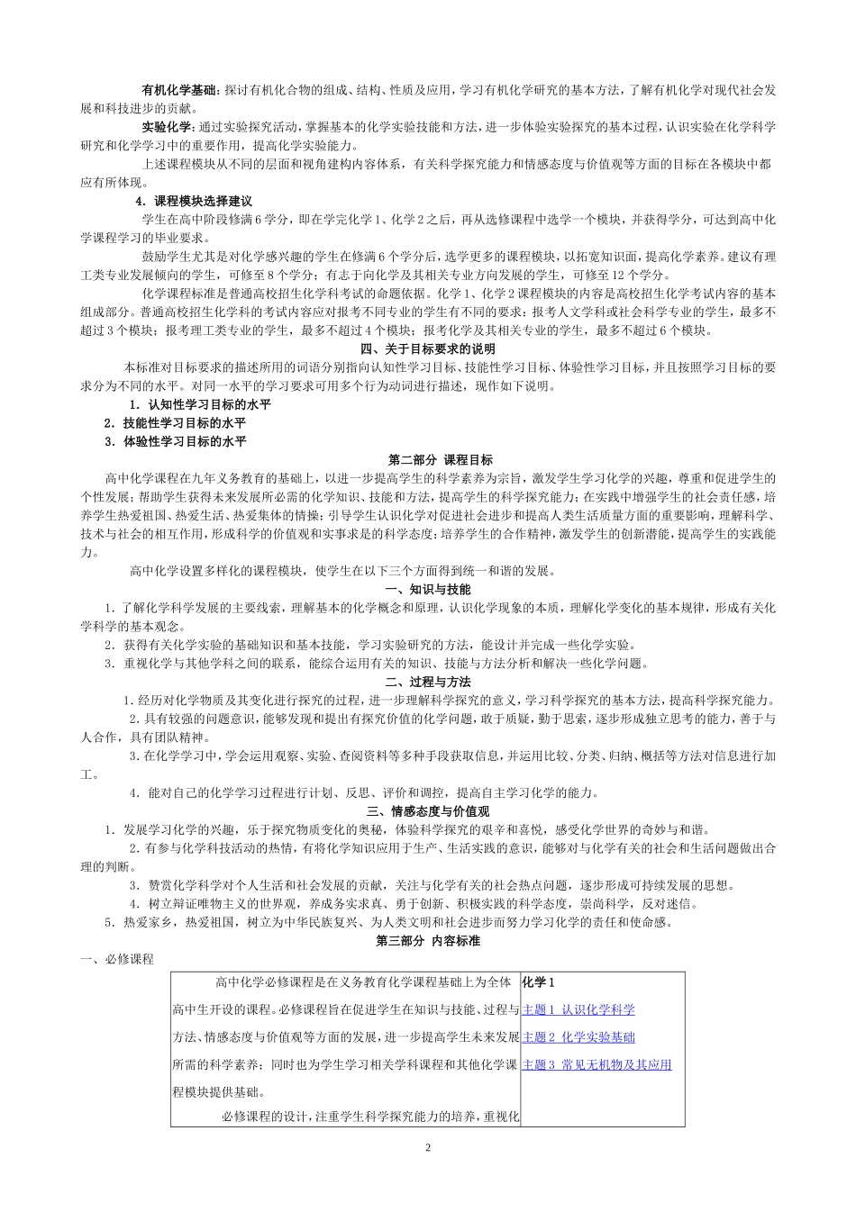 《全日制普通高中化学新课程标准》2007_第2页