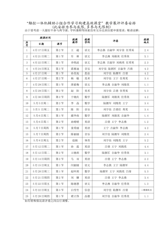 青年教师赛课评委安排表