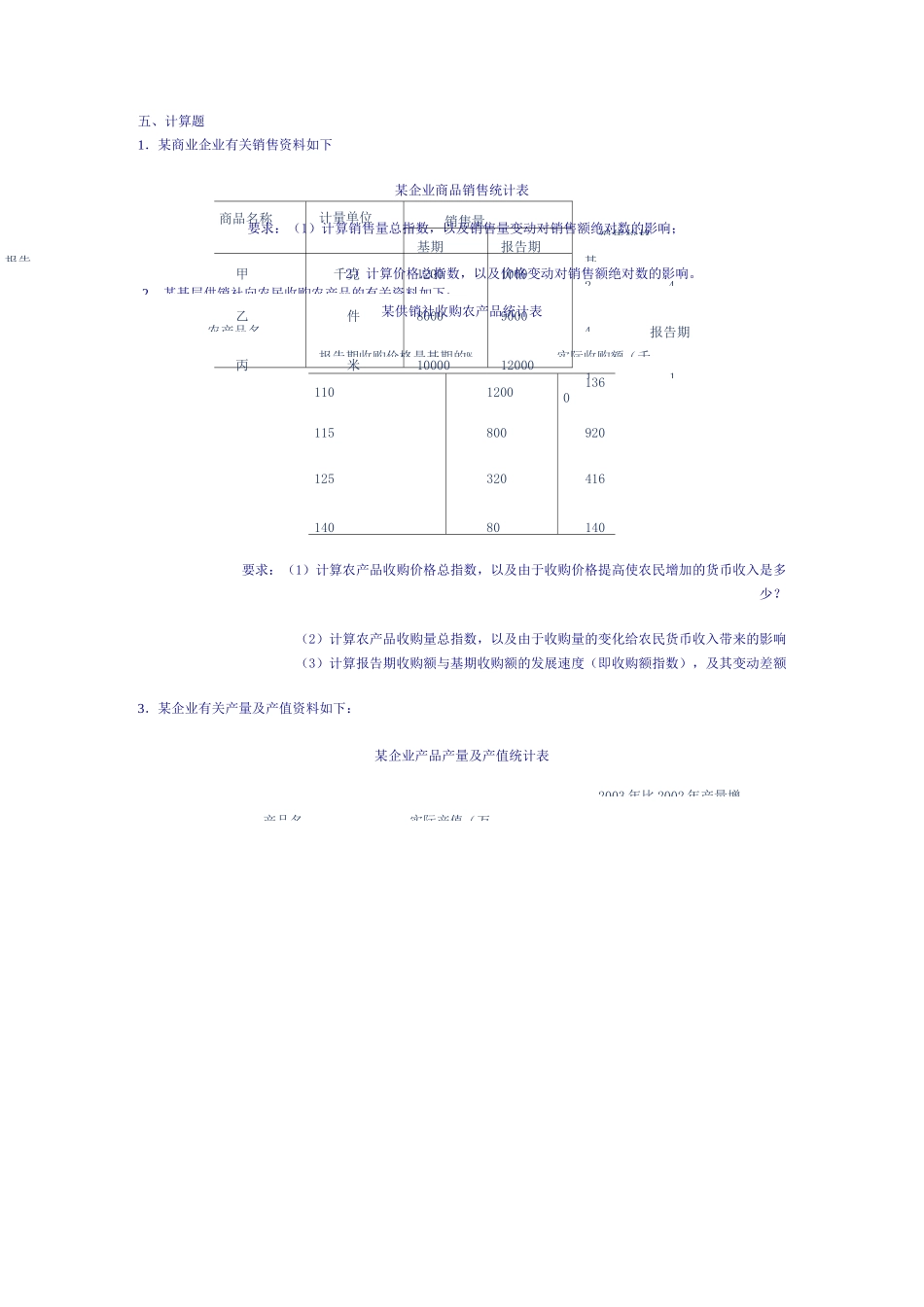 统计指数习题及答案_第3页