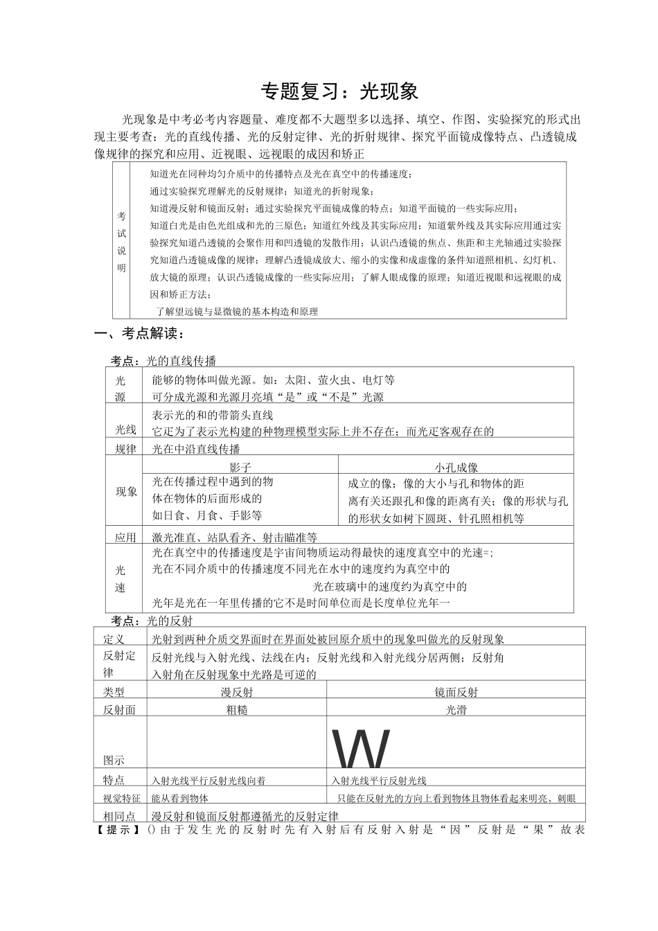 中考-专题复习：光现象_第1页