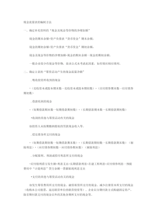 现金流量表的编制方法
