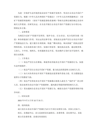 打击非法开采矿产资源行为工作方案
