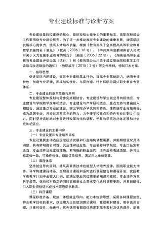 专业建设标准与诊断方案
