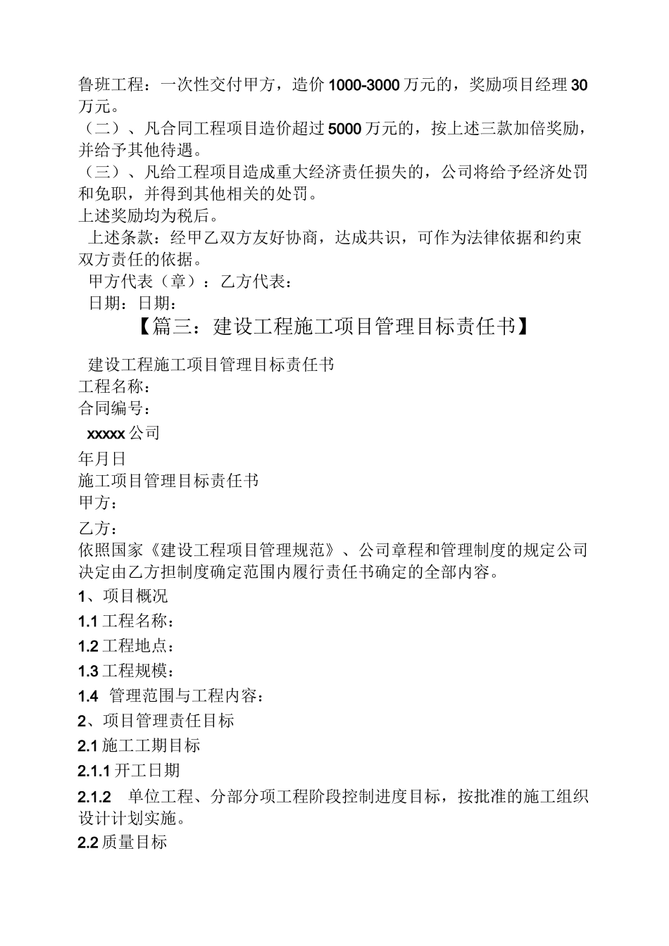 项目建设目标责任书_第3页