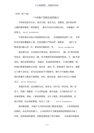一个房地产营销总监的独白