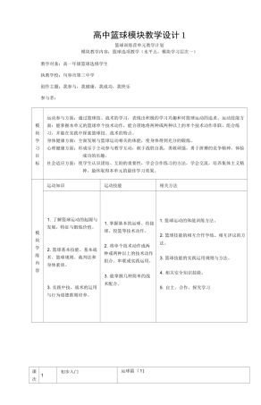 高中篮球模块教学设计