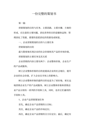 一份完整的策划书