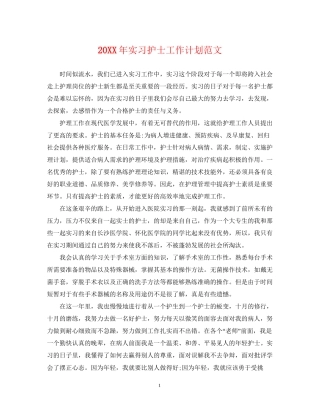 实习护士工作计划范文
