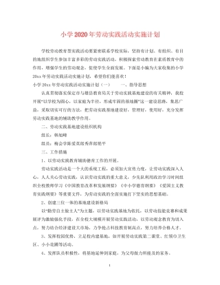 小学年劳动实践活动实施计划