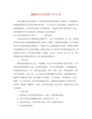 初中校团委工作计划