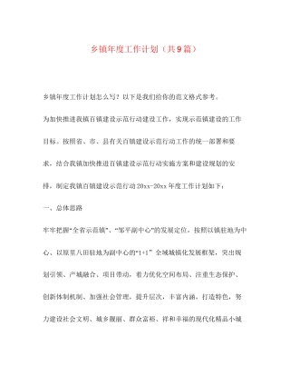 乡镇年度工作计划（共9篇）
