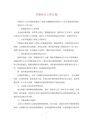 学校审计工作计划
