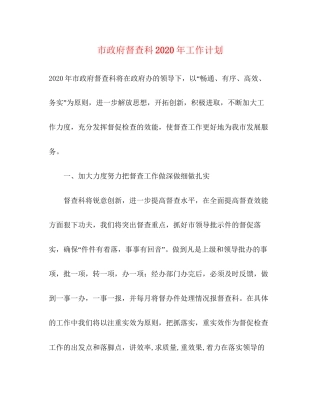 市政府督查科年工作计划