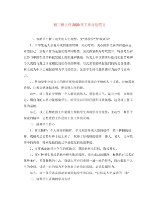 初三班主任年工作计划范文