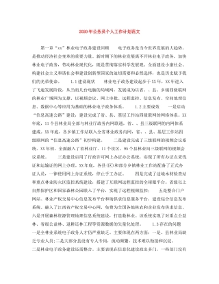 2020年公务员个人工作计划范文