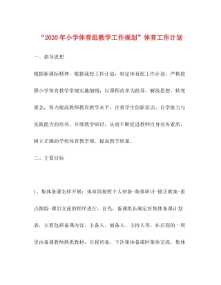 2020年小学体育组教学工作规划体育工作计划