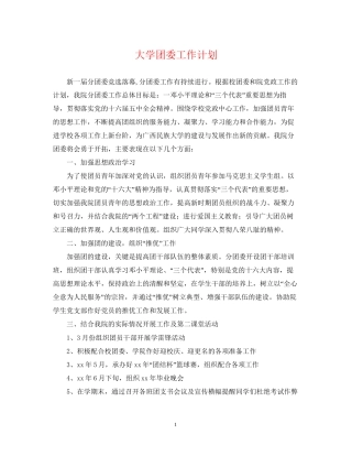 大学团委工作计划3
