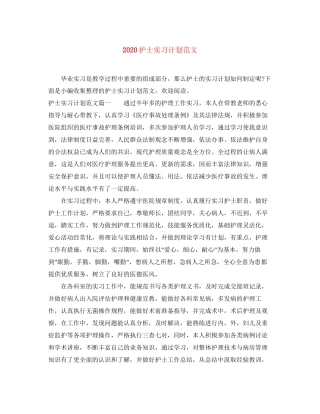护士实习计划范文
