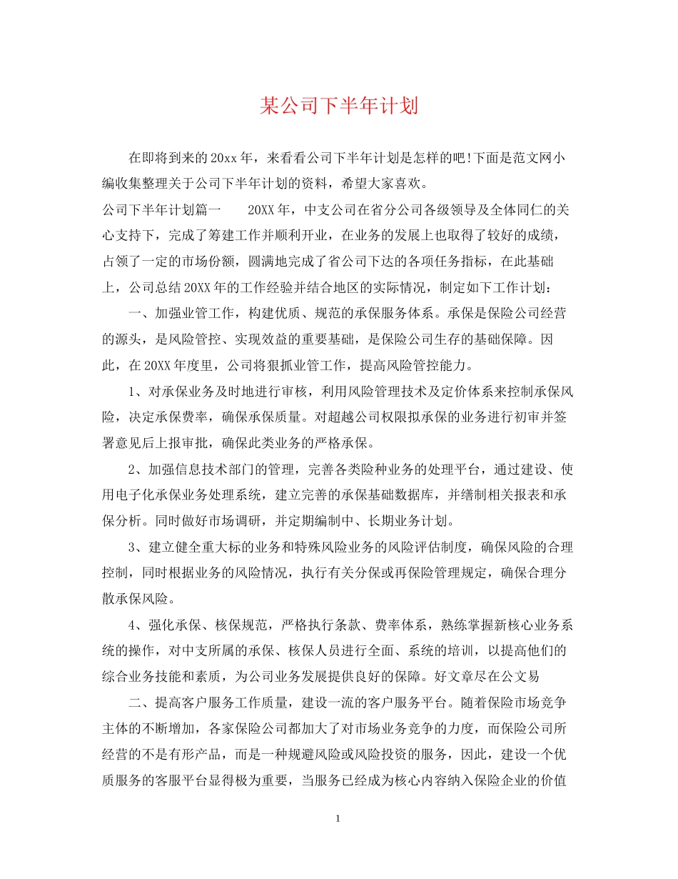 某公司下半年计划_第1页