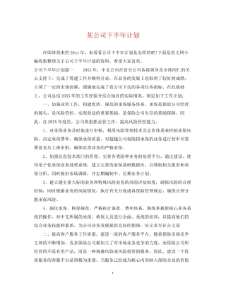 某公司下半年计划