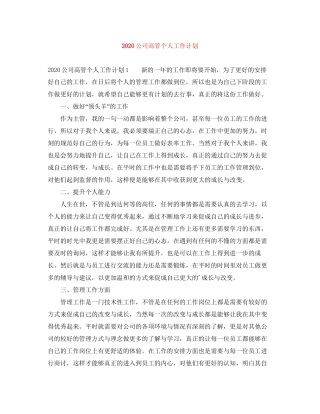 公司高管个人工作计划
