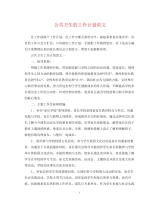 公共卫生的工作计划范文