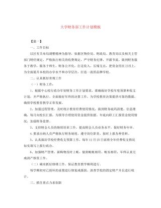 大学财务部工作计划模板