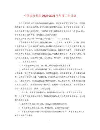 小学综合科组学年度工作计划