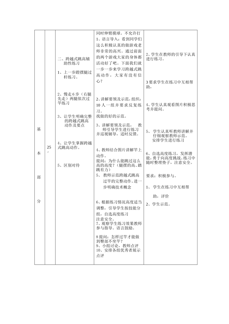 跨越式跳高教学设计 (2)_第2页