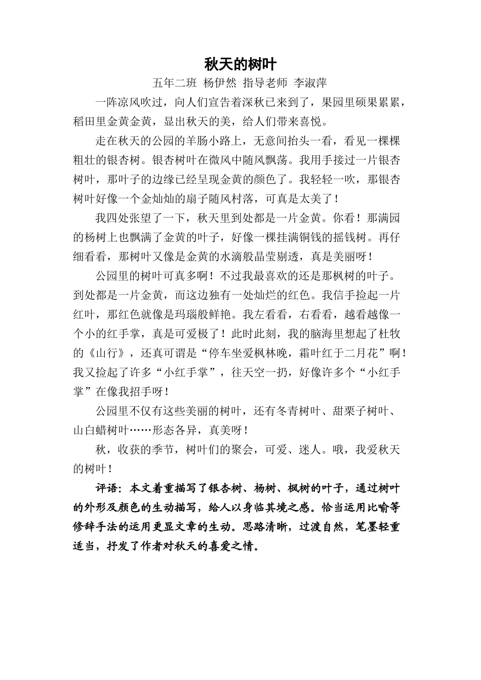 秋天的树叶（杨伊然）_第1页
