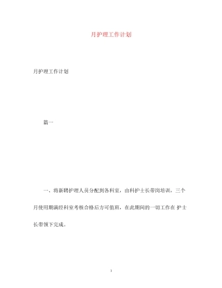 月护理工作计划2)