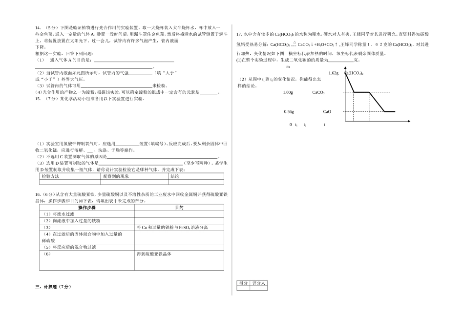 初中化学中考模拟试题1_第2页