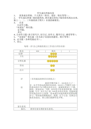 学生成长档案内容