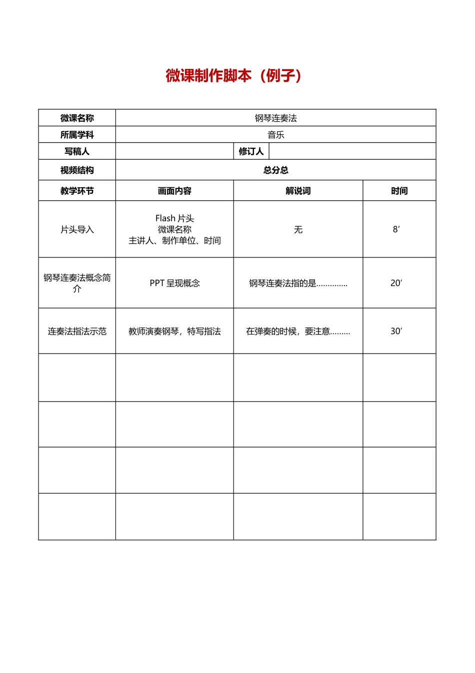 微课制作稿本（例子）_第1页