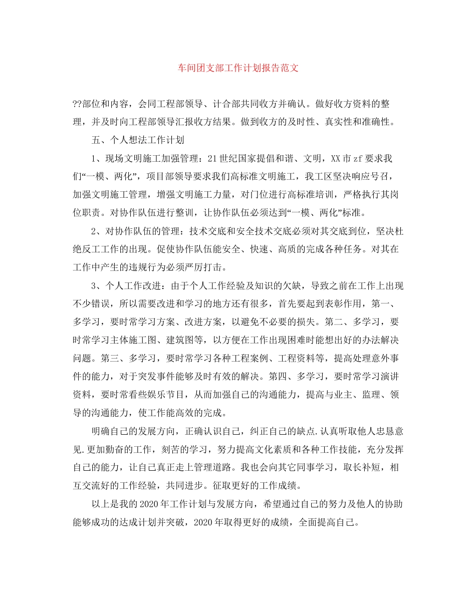 车间团支部工作计划报告范文_第1页