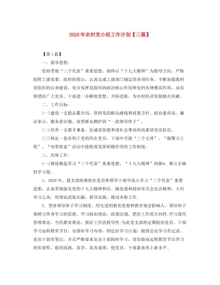 2020年农村党小组工作计划【三篇】