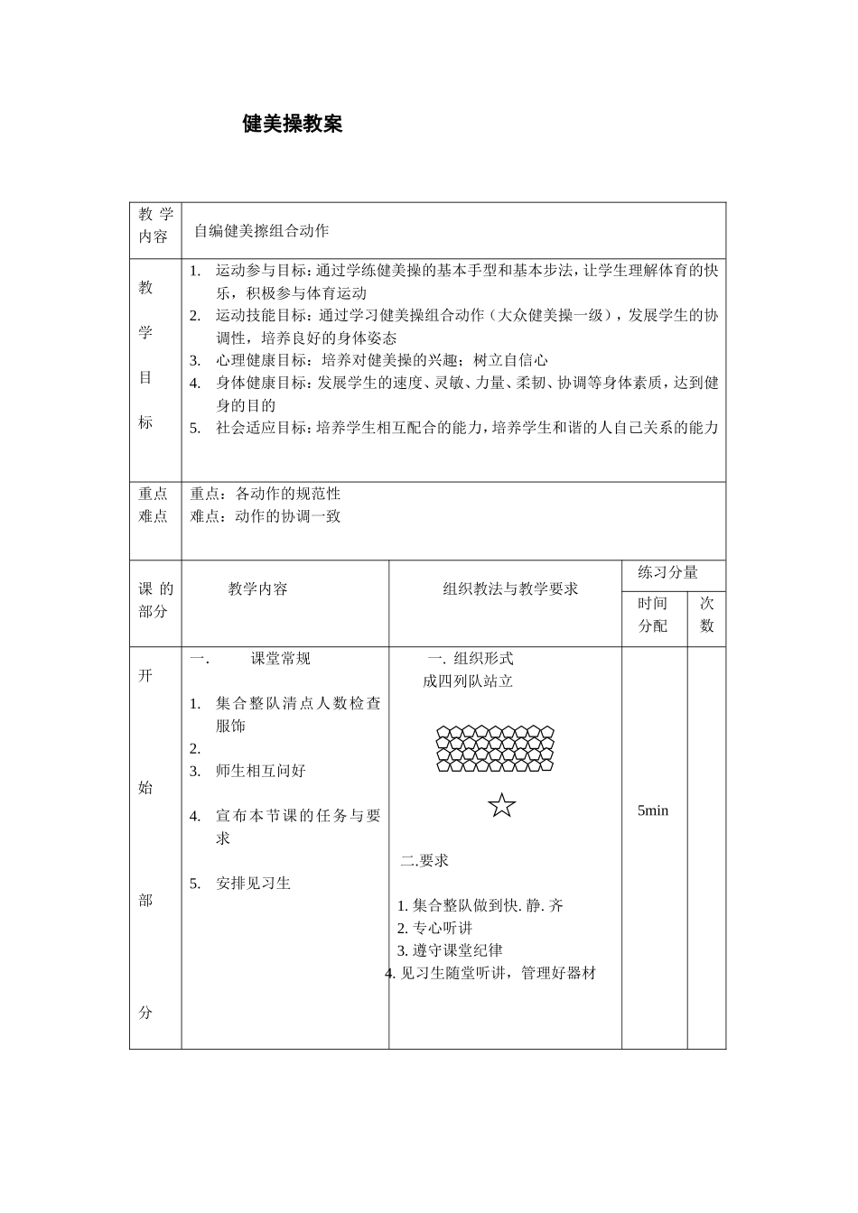 大众一级健美操教案3_第1页