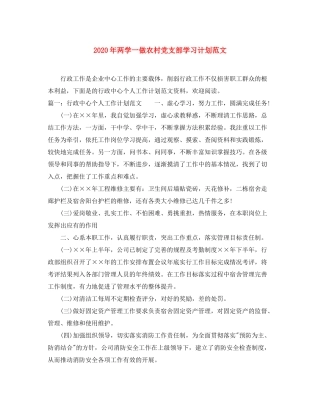 2020年两学一做农村党支部学习计划范文