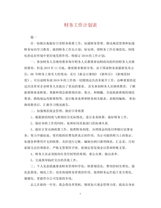 财务工作计划表2