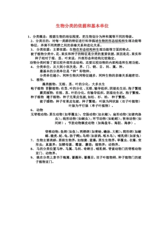 生物分类的依据和基本单位