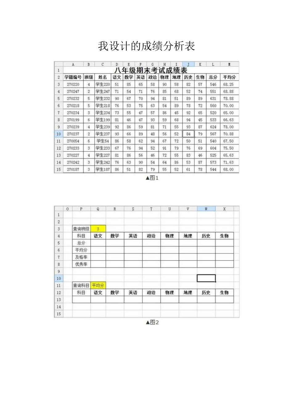 我设计的成绩分析表_第1页