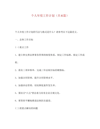 个人年度工作计划（共4篇）