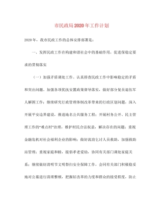 市民政局年工作计划
