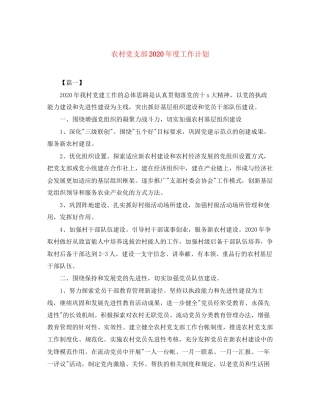 农村党支部年度工作计划