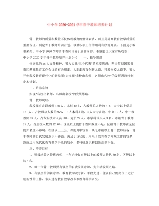 中小学学年骨干教师培养计划