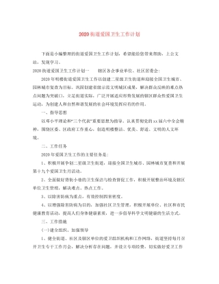 街道爱国卫生工作计划