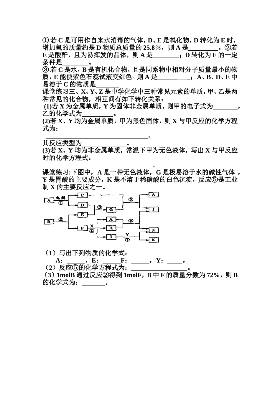 无机框图题专题习题_第3页